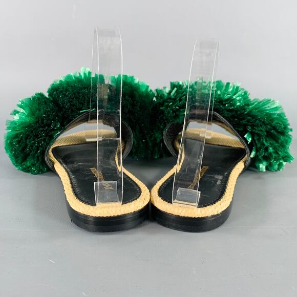 AVEC MODERATION Size 6 Green Natural Leather Embellishment Slip On Sandals - Picture 3 of 9